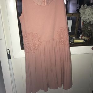 Large, peach strapless dress from Francesca’s
